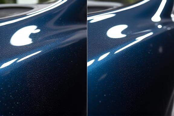 Comparativa de corrección de pintura con swirls, antes y después